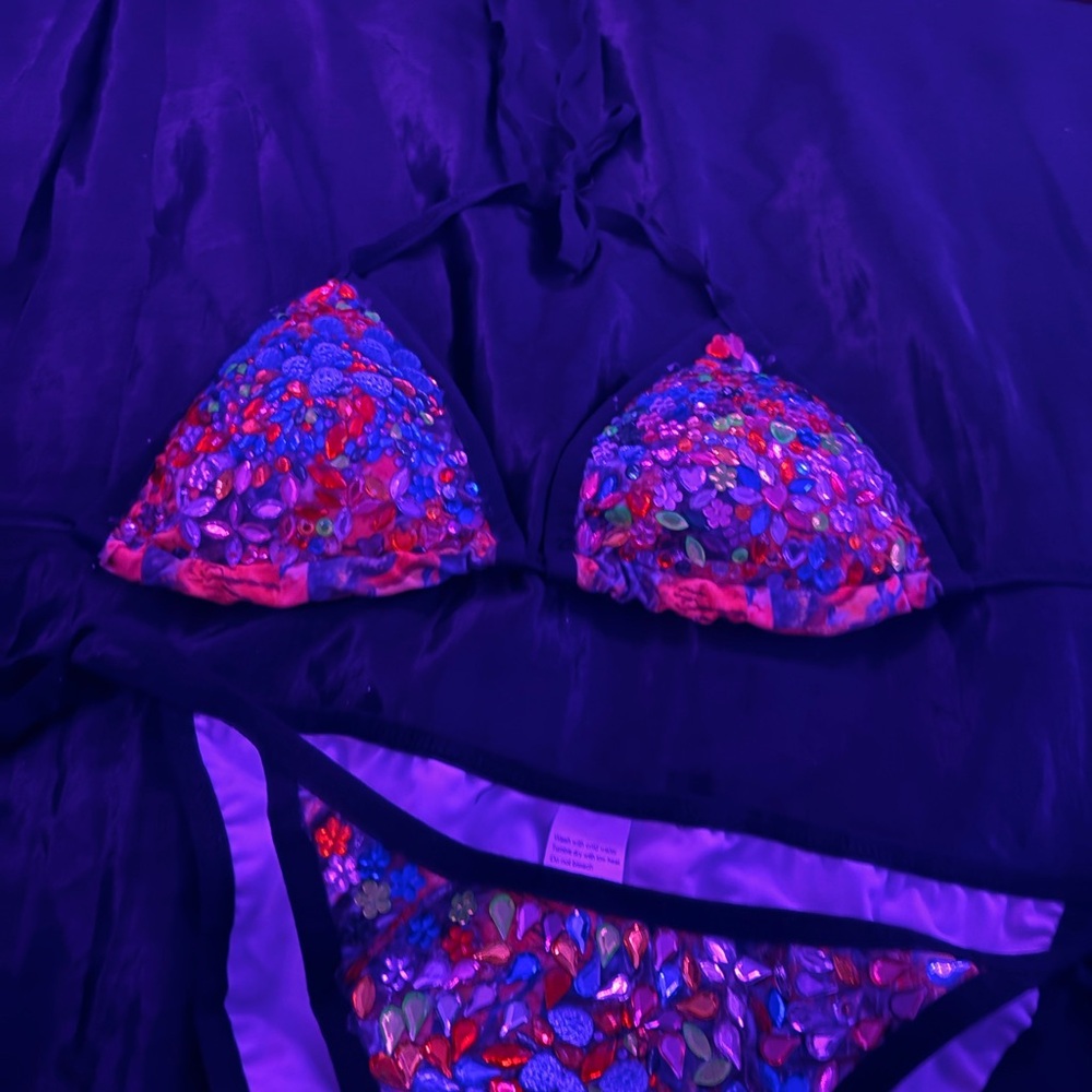 Designer Rhinestone Swim Suit - Picture 3 of 3